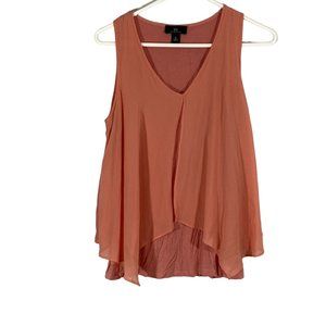 I.N. San Francisco Womens Pink Peach Sleeveless V Neck Layered Tank Top Size Med